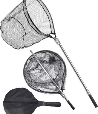 Avlcoaky Rubber Fishing Net - Large Saltwater Fishing Landing Net with Telescoping Handle for Kayak Fishing - Extends 70 to 94 Inch, 27.5 Inch Depth
