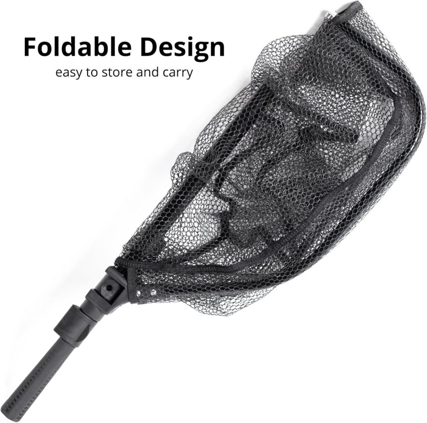 Fishing Net with Telescopic Handle,Durable Landing Net for Freshwater & Saltwater, Foldable Fishing Nets for Fish, 20 lbs Capacity, Rubber Coated Netting, Length 50.7″, Hoop 17.7″ x 15.9″, Depth 14″ - Image 5