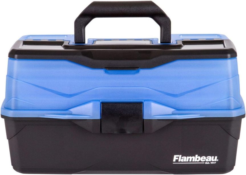 Flambeau Outdoors 6383FB 3-Tray Tackle Box - Classic Fishing Lure Storage Organizer, Large Portable Tackle Box, 32 Tray Compartments, Frost Blue/Black - Image 2