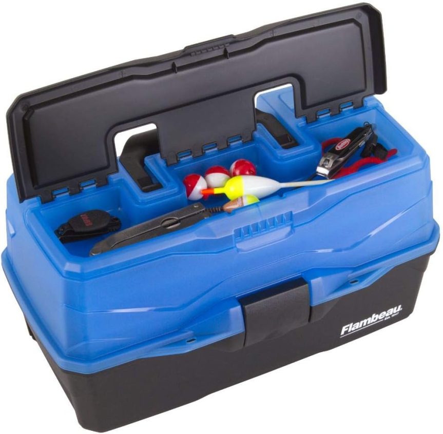 Flambeau Outdoors 6383FB 3-Tray Tackle Box - Classic Fishing Lure Storage Organizer, Large Portable Tackle Box, 32 Tray Compartments, Frost Blue/Black - Image 5