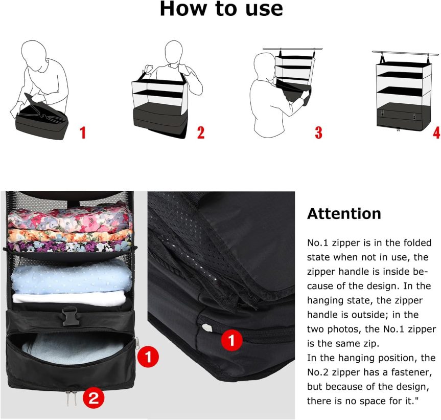 Portable Hanging Travel Shelves Bag Packing Cube Organizer Suitcase Storage Large Capacity - Image 3