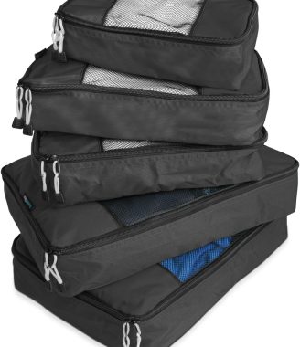 Packing Cube System - Durable 5 Piece Weekender Plus Set (Black)