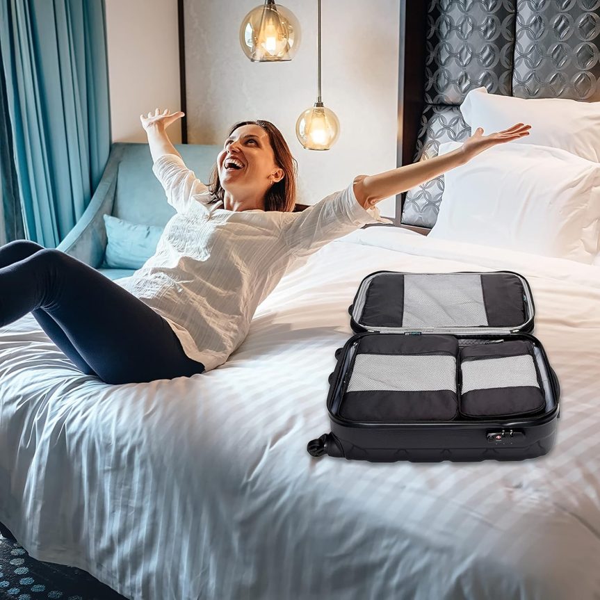 Packing Cube System - Durable 5 Piece Weekender Plus Set (Black) - Image 2